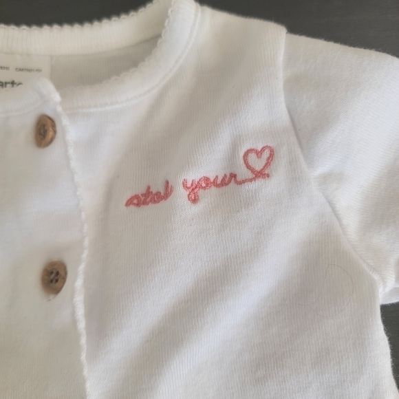 Carter's Infant Girl 4 Piece Bundle Pink White Jacket Onesie Pants Cap Size 3mo - Picture 4 of 11